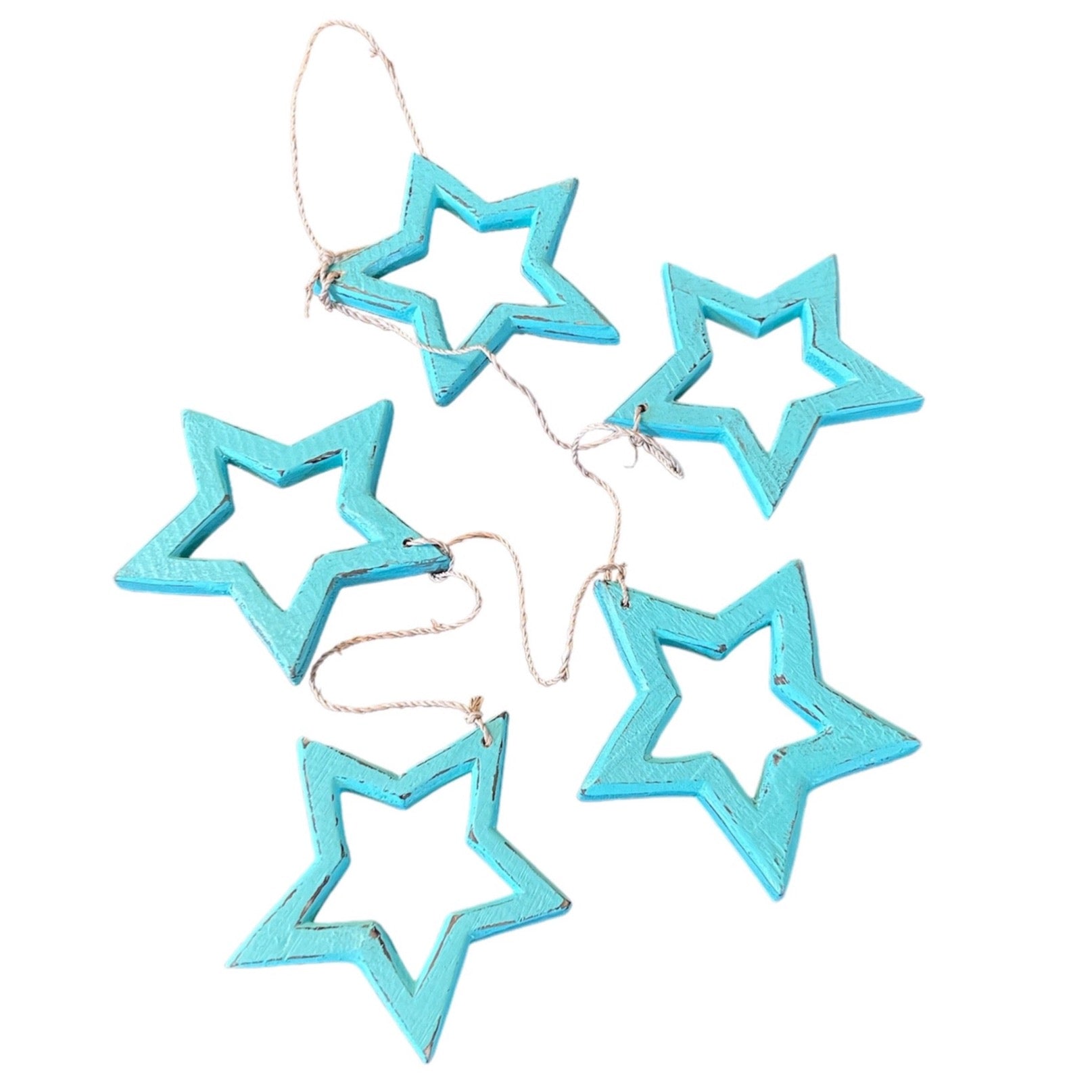 Hanging Wooden Star Decor - Open Wooden Stars String for Stylish Home Decoration - Shopthatapp.ca