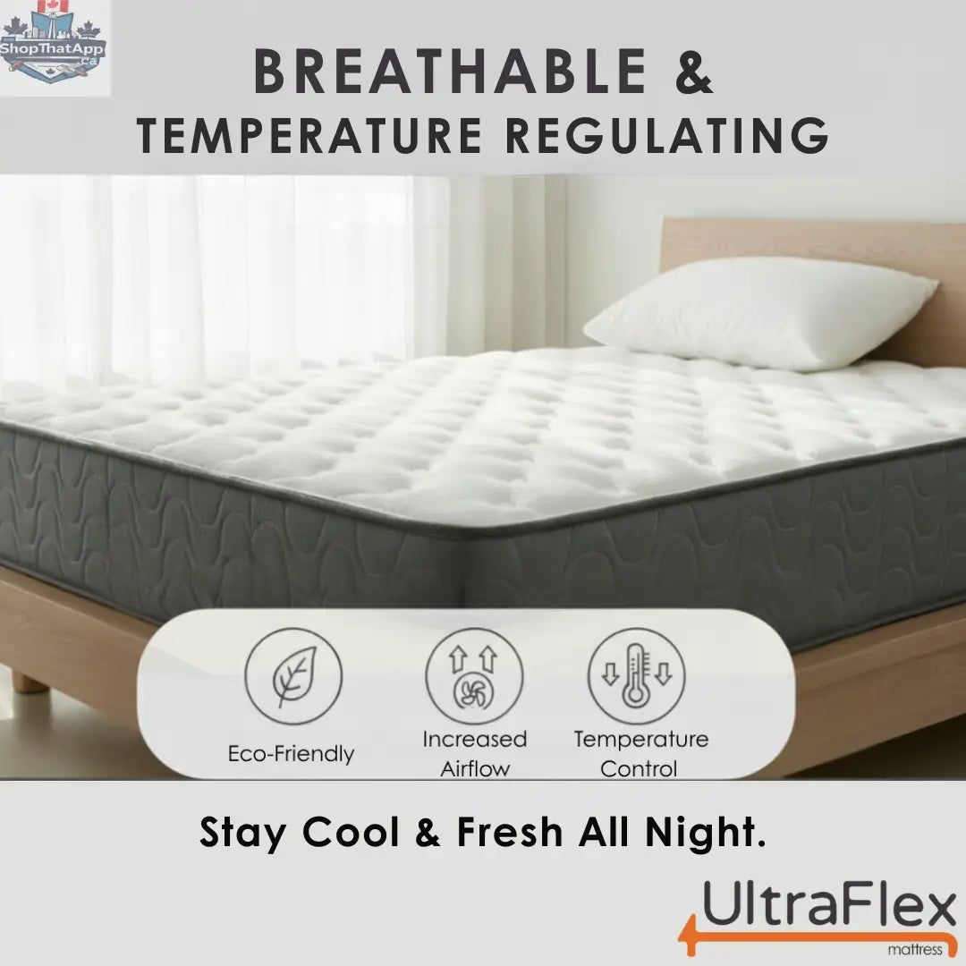 UltraFlex® Stellar mattress and box spring set with cooling gel, soy foam, and quilted top, medium firm orthopedic mattress.