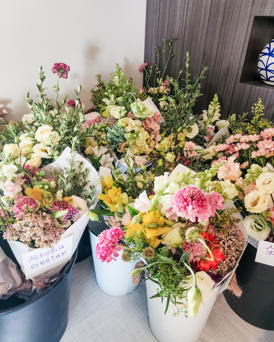Wedding Bouquet Bar by Blooms to Bouquets – Luxury Centerpiece Repurposing for Guests