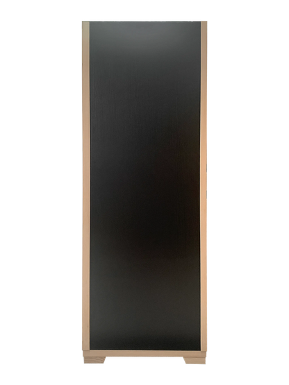 Zoppinh Blisspod Vienna single-person infrared sauna made of Canadian Hemlock with low EMF, shown assembled with glass door.