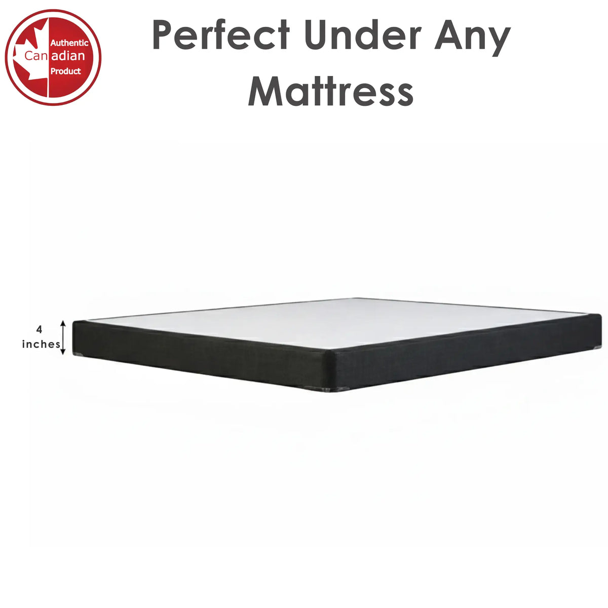 UltraFlex solid wood box spring foundation, 4-inch low profile, compatible with all mattress types, heavy-duty, no assembly required.