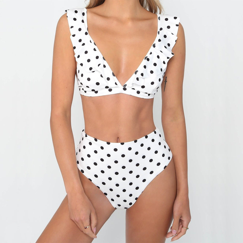 2pcs Black and White Polka Dot Swimsuit for Stylish Beach Days - Shopthatapp.ca