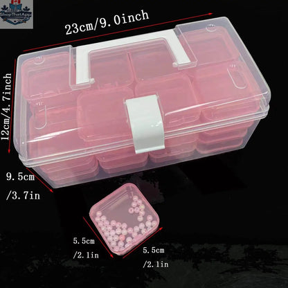 Large 32-grid plastic storage box by EX-STOCK Canada with multiple compartments for organizing small items.