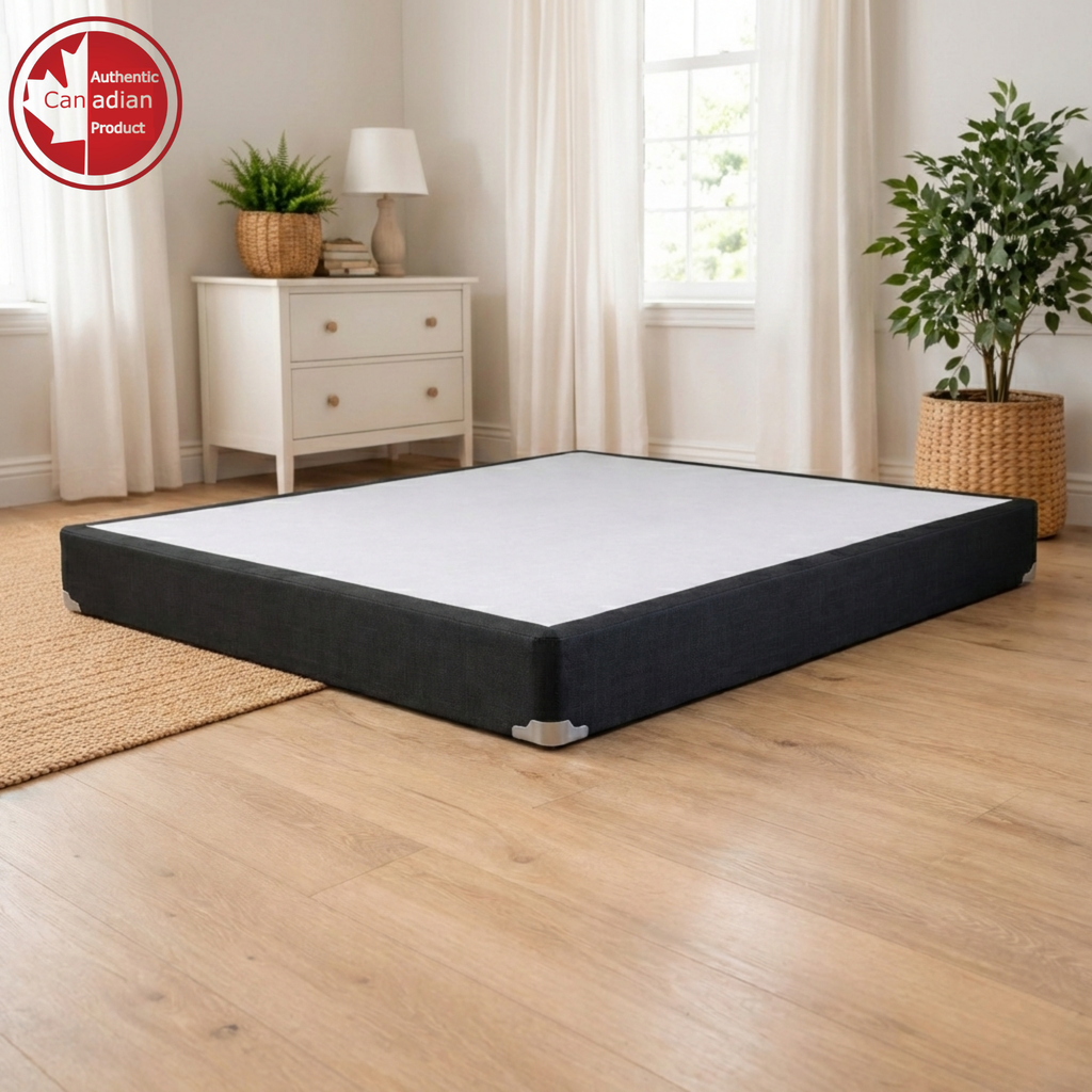 UltraFlex® Premium Solid Wood Box Spring Mattress Foundation 4" Low Profile - Twin, Double, Queen, King | Premium Heavy Duty Mattress Base, No Assembly Required, Compatible with All Mattress Types- Made in Canada - Shopthatapp.ca