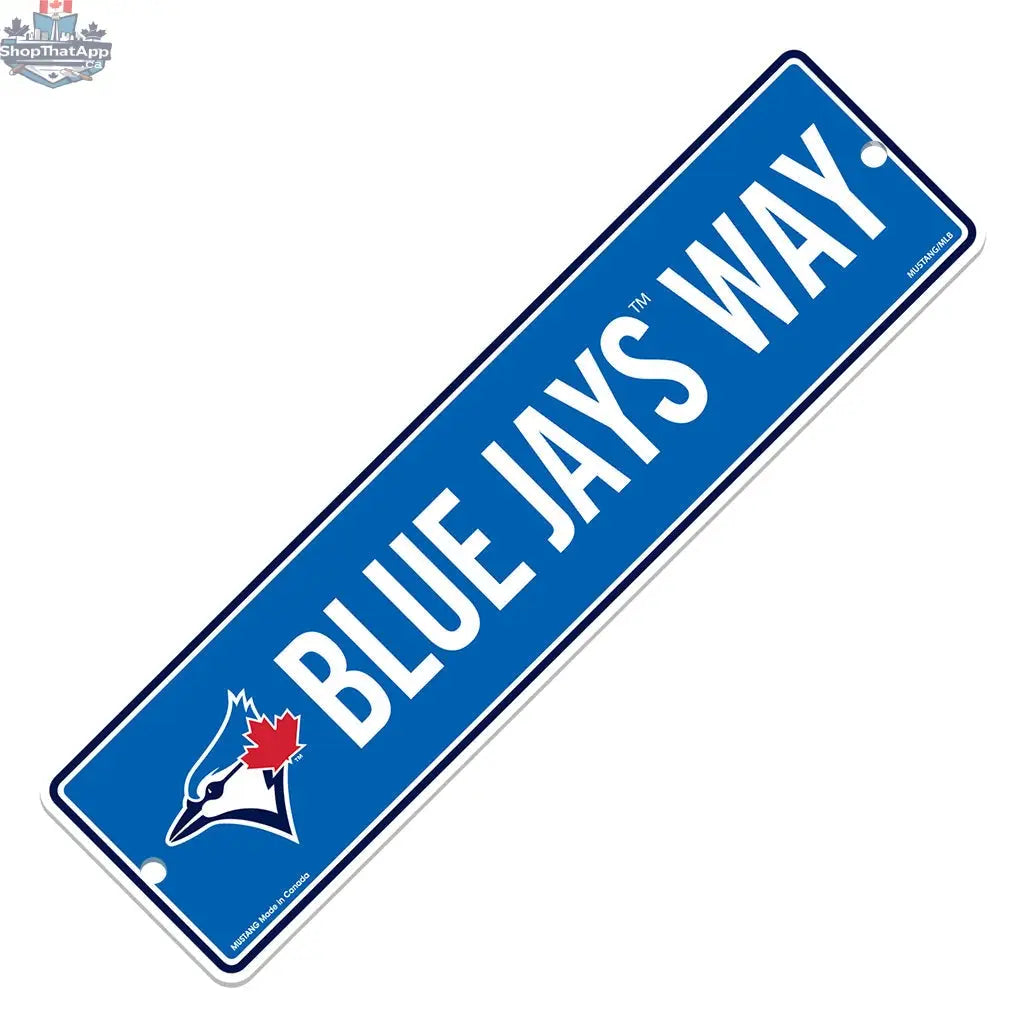 Toronto Blue Jays street sign wall decor, 4x15 inches, suitable for indoor or outdoor use, Sports Decor brand.