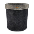 Black Felt Storage Basket - Hand-Felted New Zealand Wool, Two-Tone Black/Grey