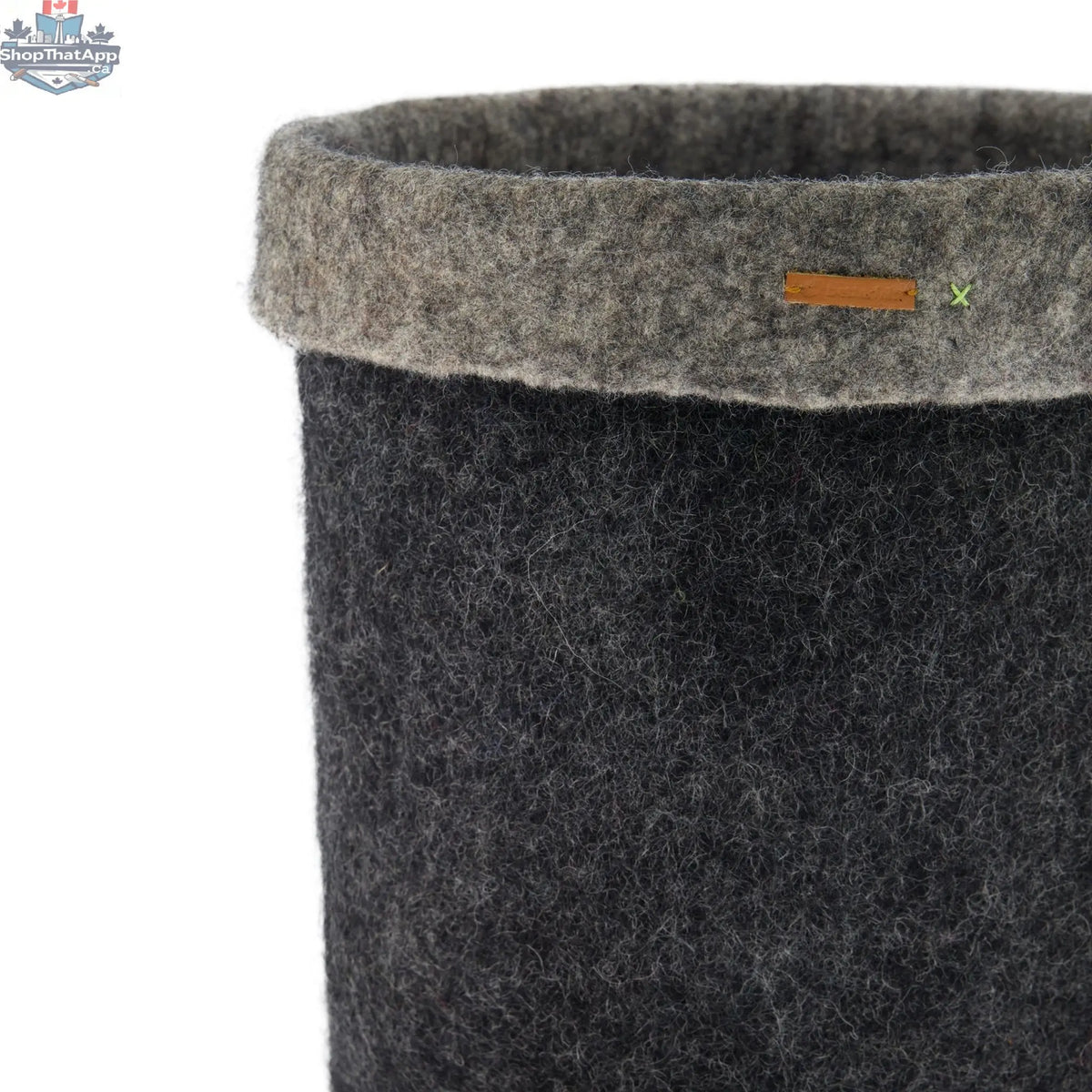 Black Felt Storage Basket - Hand-Felted New Zealand Wool, Two-Tone Black/Grey - Shopthatapp.ca