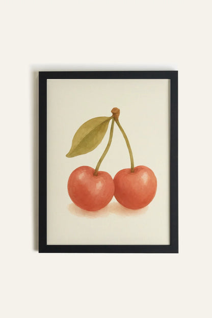 CERISES D'ÉTÉ Tableau Encadré en Noir - Oeuvre sur Toile (Collective) - Shopthatapp.ca