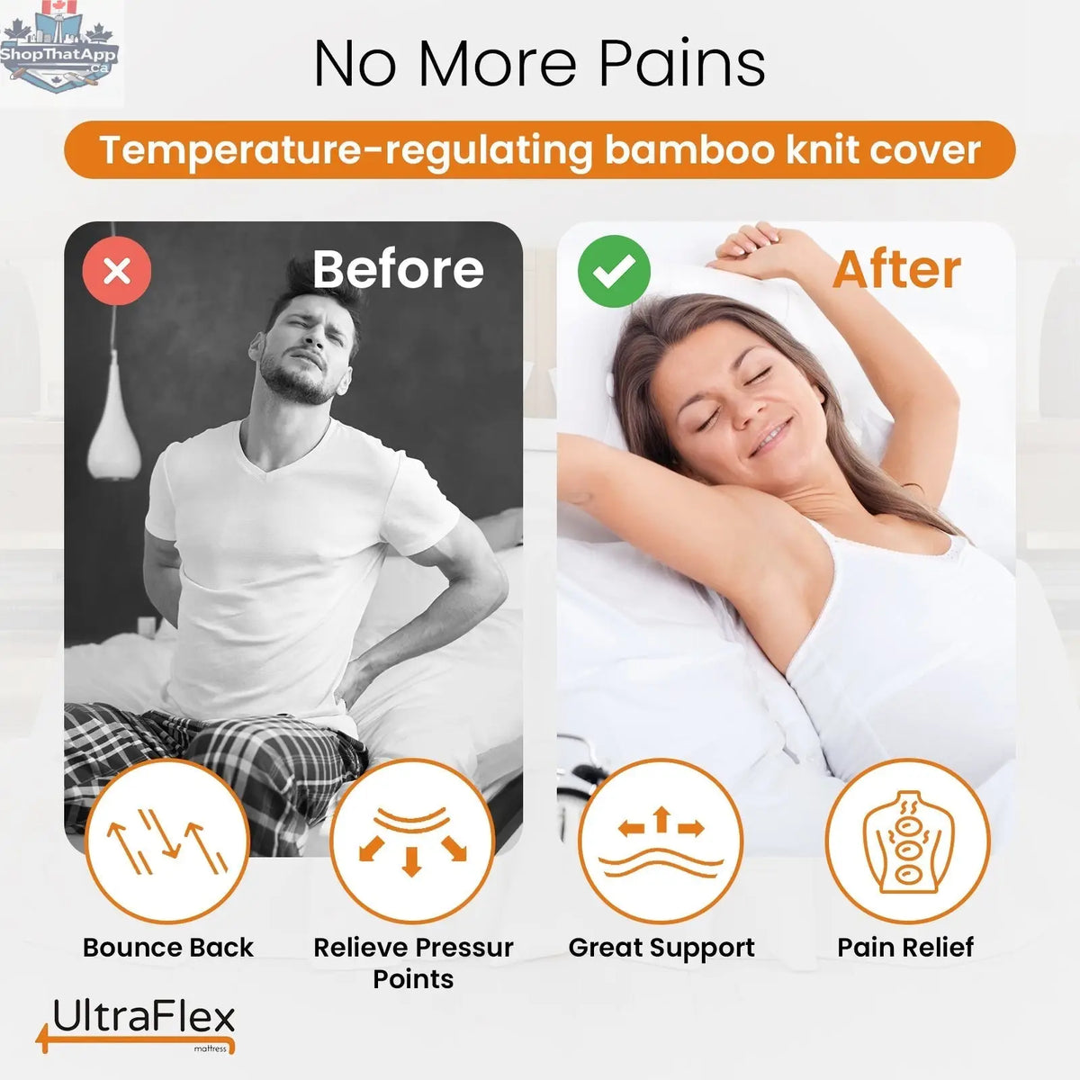 UltraFlex SleepTight Mattress with gel memory foam, bamboo cover, and spinal support, ideal for bunk beds, RVs, and frames.