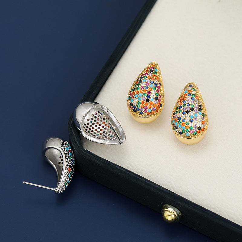 18K Gold-Plated Teardrop Earrings with Zircon Accents - Shopthatapp.ca