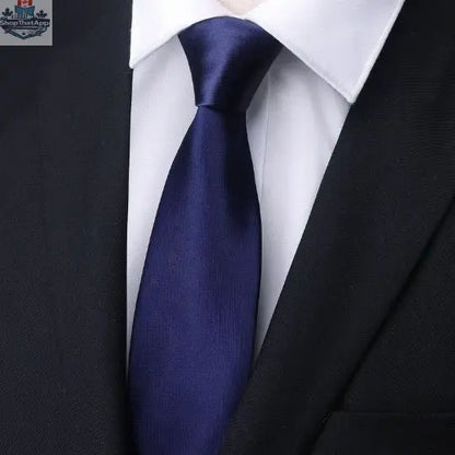 Mens Business Formal Zipper Tie With Blue Stripes - Shopthatapp.ca