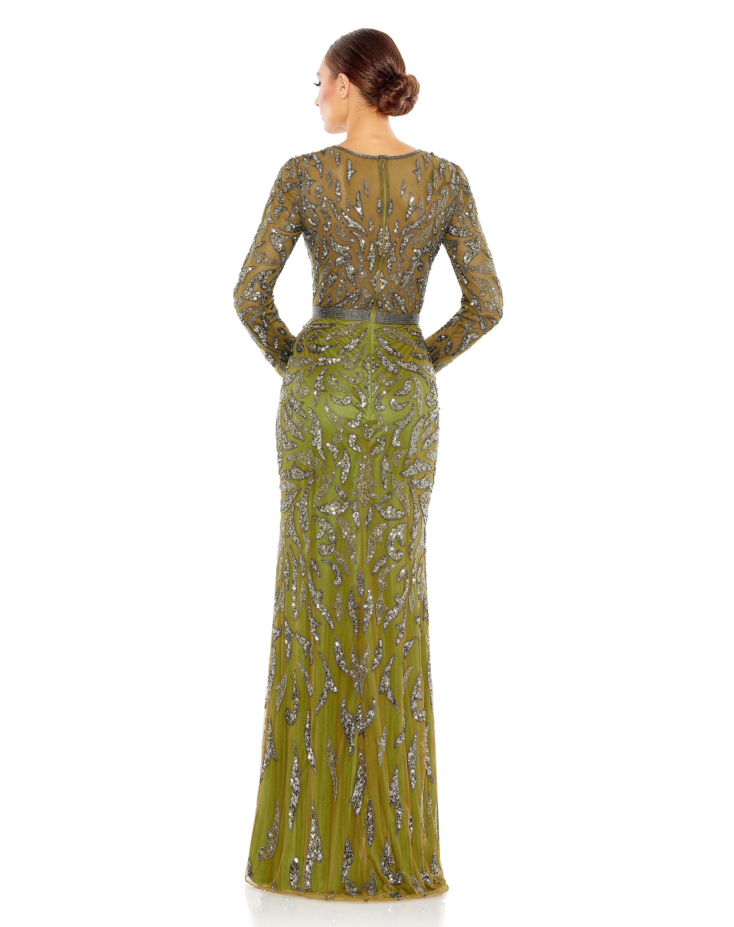 Beaded Long Sleeve Evening Gown - Www.Shopthatapp.ca