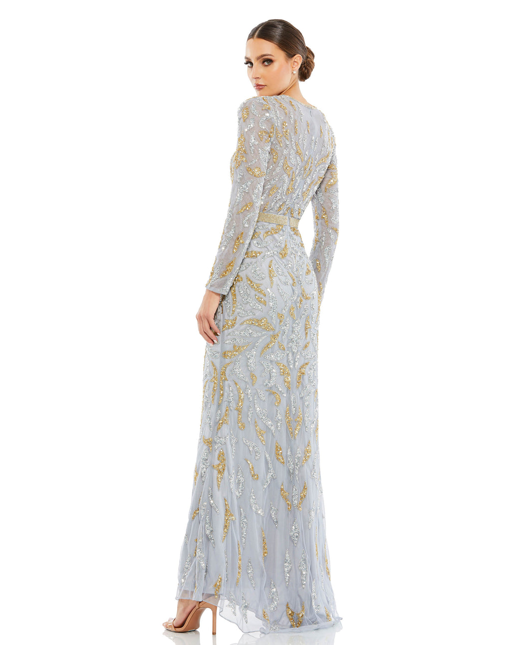 Beaded Long Sleeve Evening Gown - Www.Shopthatapp.ca