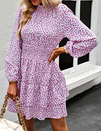 ADEWEL Women's Ruffle Mini Dress - Long Sleeve Mock Neck with Stylish Ruffles - Shopthatapp.ca