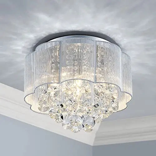 Crystal ceiling light fixture by AGV LIGHTING featuring elegant hanging crystal elements and a sleek modern design.