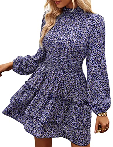 ADEWEL Women's Ruffle Mini Dress - Long Sleeve Mock Neck with Stylish Ruffles - Shopthatapp.ca