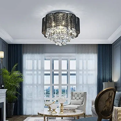 Elegant crystal ceiling light fixture by AGV Lighting with sparkling crystal accents and a sleek modern design.