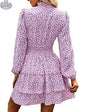 ADEWEL Women's long sleeve mock neck ruffle mini dress with stylish ruffle details, perfect for chic, feminine fashion.