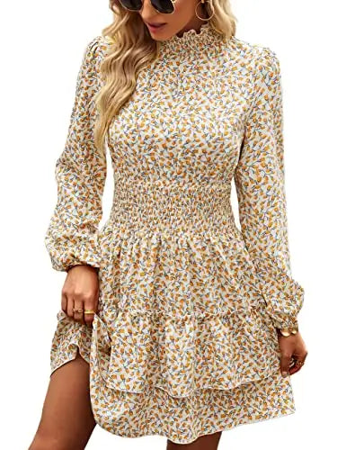 ADEWEL women's long sleeve mock neck ruffle mini dress with stylish ruffle details and a flattering fit.
