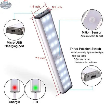 20 LED motion sensor closet light providing automatic illumination for closets with easy installation and energy efficiency.