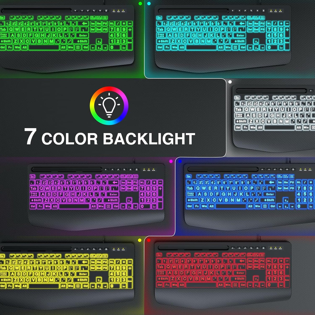 Wired Keyboard Mouse Combo – Large Print Backlit with Ergonomic Wrist Rest & 6-DPI RGB Mouse--www.Shopthatapp.ca-ebasketonline