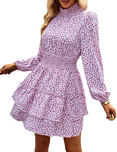 ADEWEL Women's Ruffle Mini Dress - Long Sleeve Mock Neck with Stylish Ruffles - Shopthatapp.ca