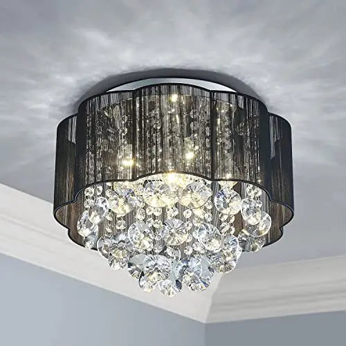 Crystal ceiling light fixture with sparkling crystal accents and elegant design, perfect for sophisticated interior lighting.