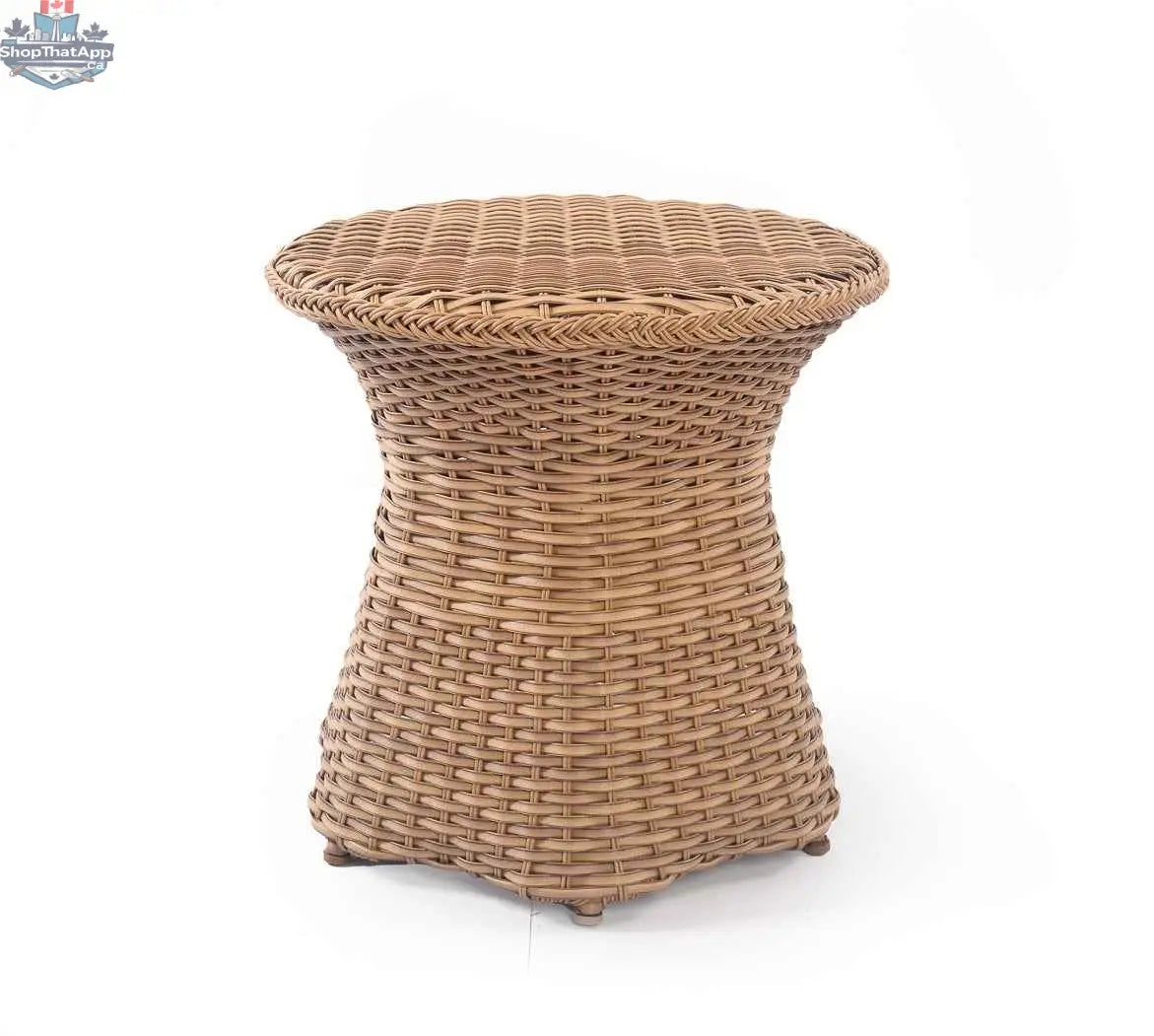 Krikacy Emmett wicker outdoor bistro set with three swivel chairs and a round table, perfect for patio or outdoor seating.