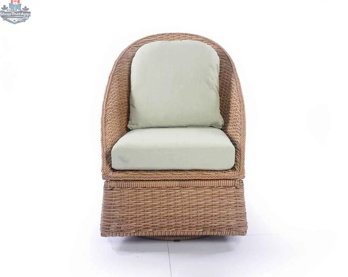 Krikacy Emmett wicker outdoor bistro set with three swivel chairs and a matching table for comfortable outdoor dining.