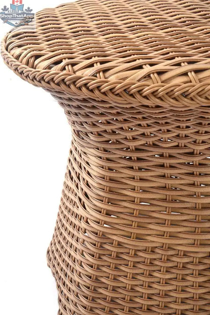 Krikacy Emmett wicker outdoor bistro set with three swivel chairs and a matching table, perfect for patio relaxation and outdoor dining.