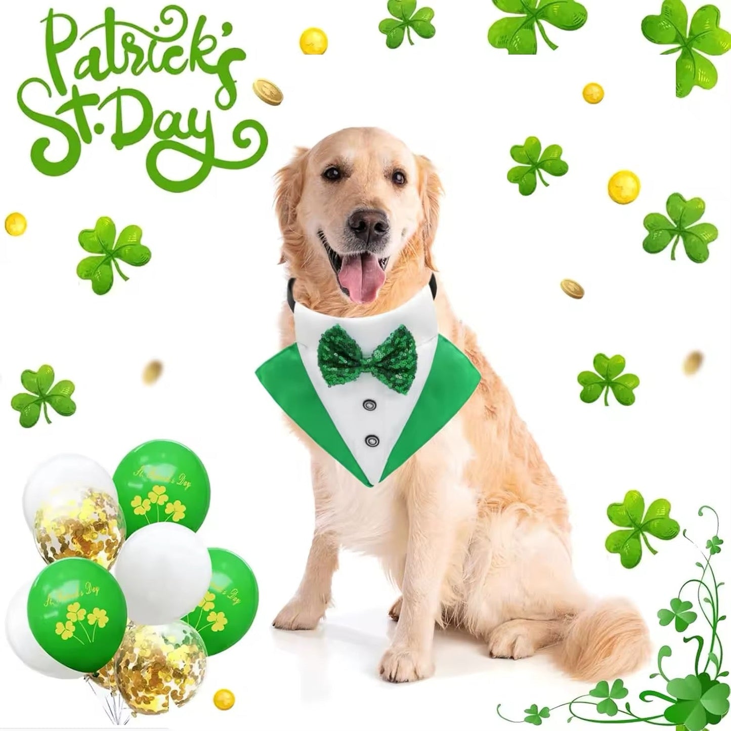 Saint Patrick's Day Dog Bandana and Bowtie Suit for Stylish Pups - Shopthatapp.ca