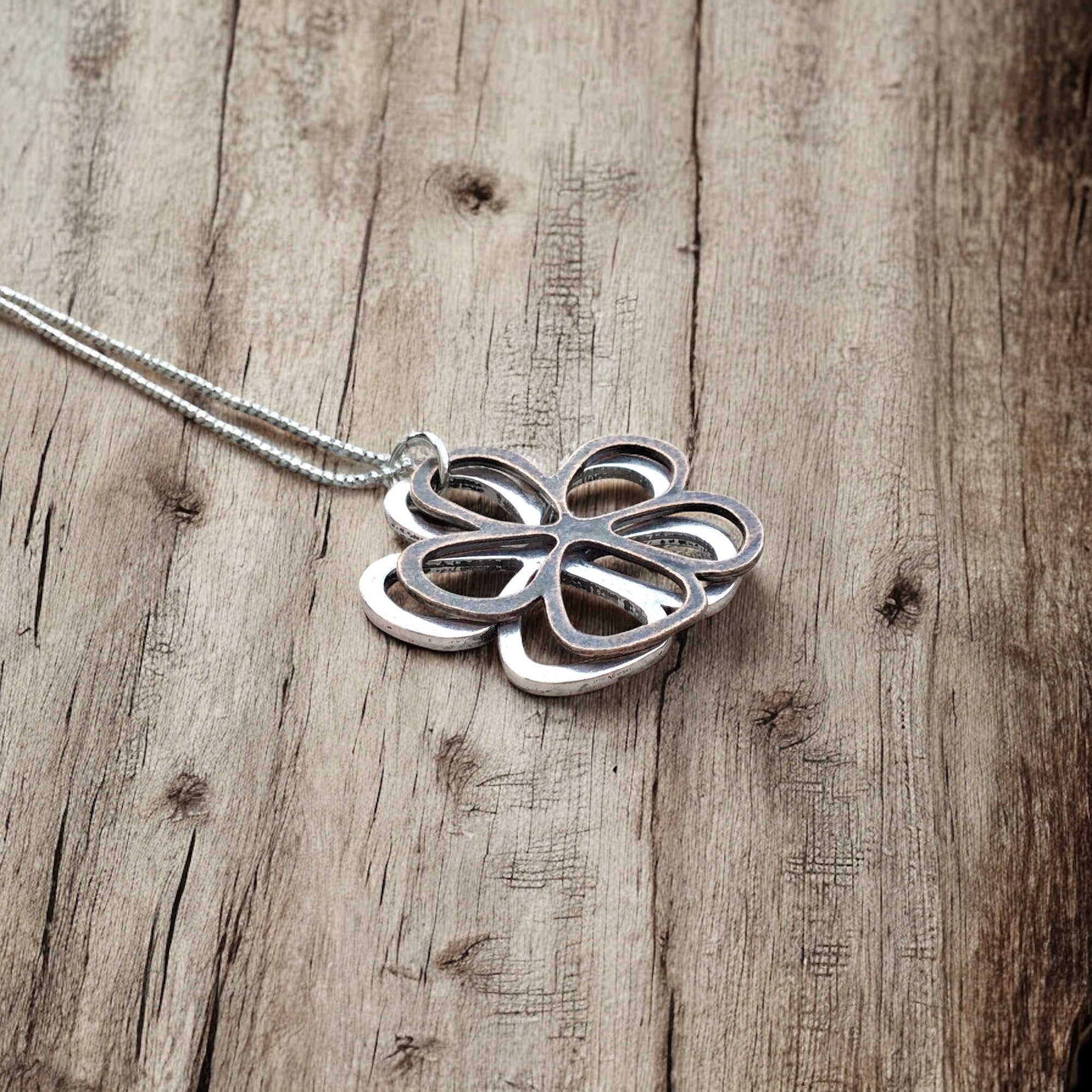 Flower Pendant Necklace with Travel Jewellery Case