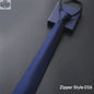 Mens Business Formal Zipper Tie With Blue Stripes - Shopthatapp.ca