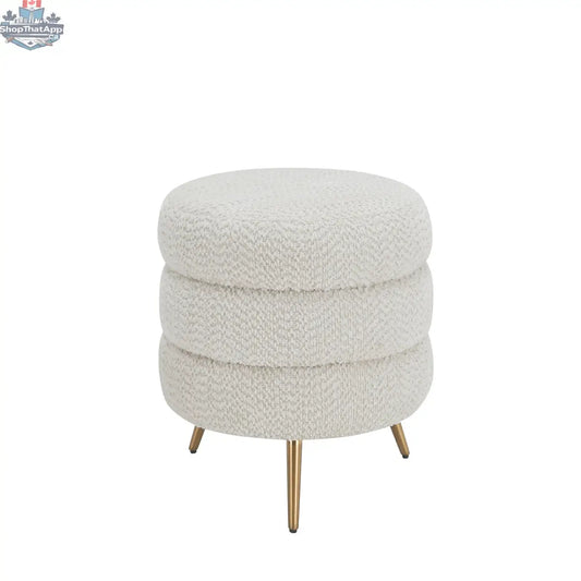 Hygge Design House Cadence ottoman with plush fabric and wooden legs, serving as a stylish seating or footrest piece.