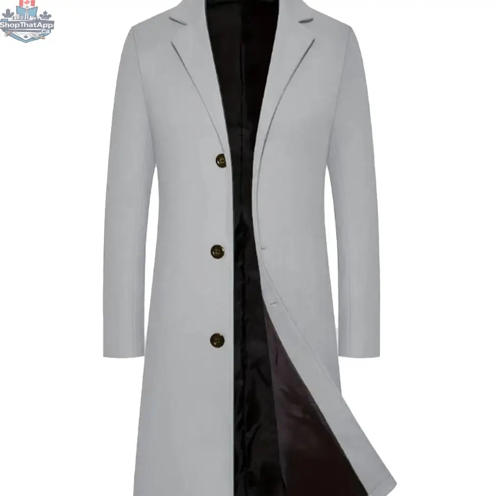 Men's Casual Extended Above The Knee Woolen Trench Coat - Shopthatapp.ca