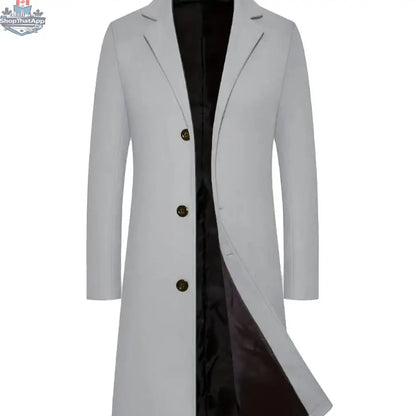 Men's Casual Extended Above The Knee Woolen Trench Coat - Shopthatapp.ca