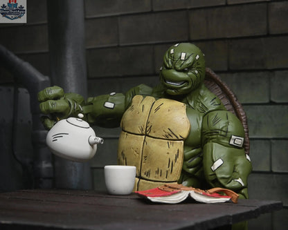 Toy Snowman Teenage Mutant Ninja Turtles Ronin action figure with battle damage, detailed Last Ronin collectible toy for fans.