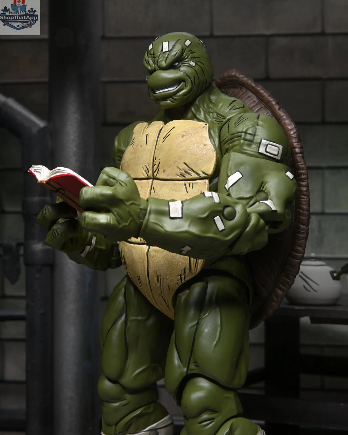 Toy Snowman Teenage Mutant Ninja Turtles Ronin action figure with battle damage from Last Ronin, detailed collectible toy.