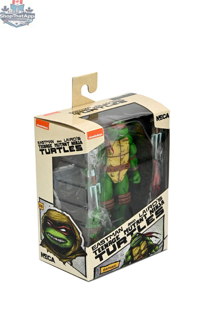 Toy Snowman Teenage Mutant Ninja Turtles Raphael action figure, 7-inch collectible toy from Mirage Comics series, detailed ninja turtle figure