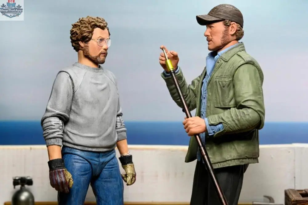 Toy Snowman Jaws 50th Anniversary Matt Hooper action figure from Amity Arrival Edition, detailed collectible toy displayed.