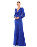 Satin Ruched Bishop Sleeve Gown - Www.Shopthatapp.ca