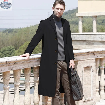 Men's Casual Extended Above The Knee Woolen Trench Coat - Shopthatapp.ca