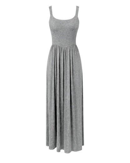 Dawn Sleeveless Silky Maxi Dress - Flowing Grey Jersey Elegance - Shopthatapp.ca