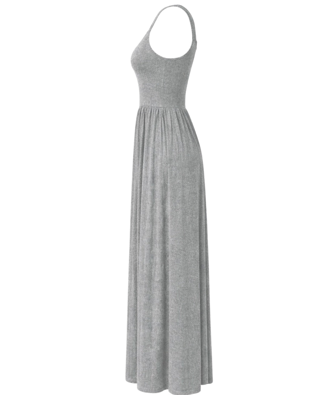 Dawn Sleeveless Silky Maxi Dress - Flowing Grey Jersey Elegance - Shopthatapp.ca
