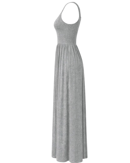 Dawn Sleeveless Silky Maxi Dress - Flowing Grey Jersey Elegance - Shopthatapp.ca
