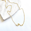 Chainlink Necklace Gold Plate with Wave Pendant - Shopthatapp.ca