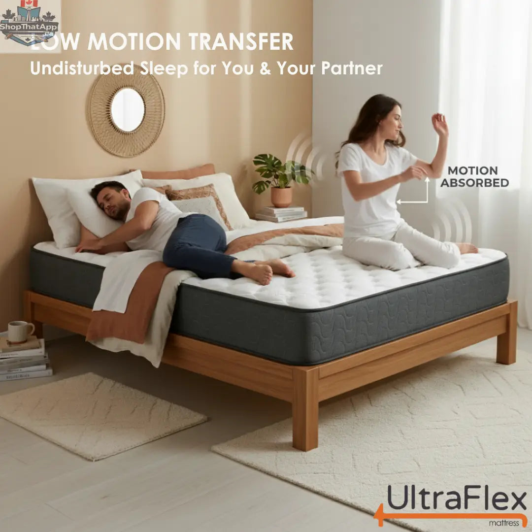 UltraFlex® STELLAR mattress and boxspring set with cooling gel, soy foam, and quilted top, medium firm orthopedic support.