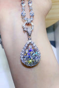 10 Carat Moissanite Pendant Necklace in Platinum-Plated Teardrop Design - Shopthatapp.ca