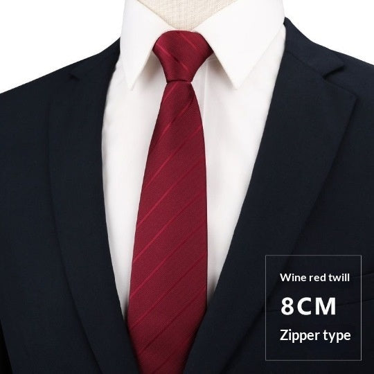 Mens Business Formal Zipper Tie With Blue Stripes