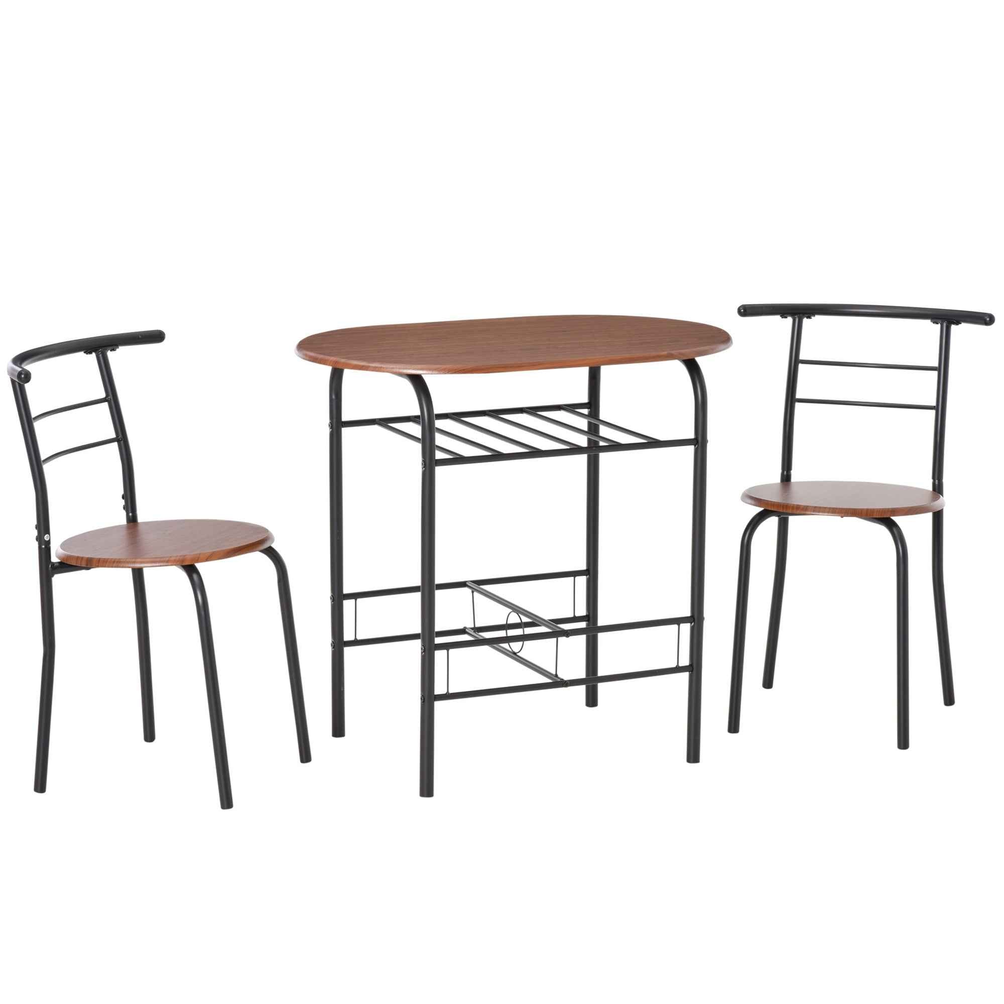 Foden 3-Piece Dining Set with Shelf, for Small Spaces-Natural Brown
